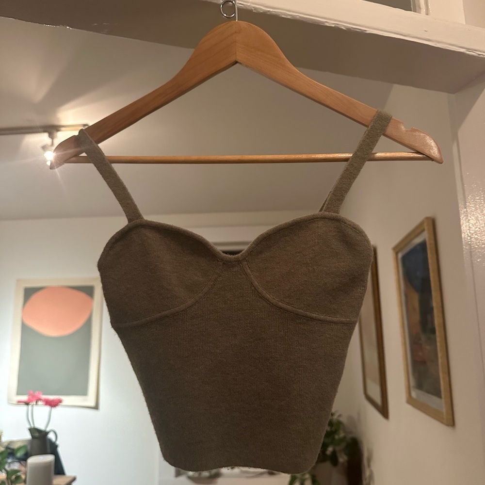 Green Knit Cropped Sweater Tank
